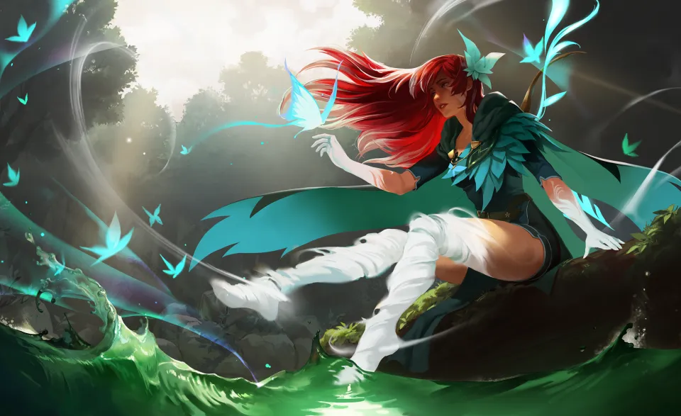 Windranger com o arcano Compass of the Rising Gale — arte da Valve