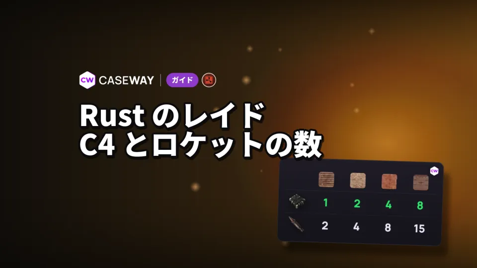 Rustのレイドに必要なC4、ロケット、炸裂弾の数：壁とドア別